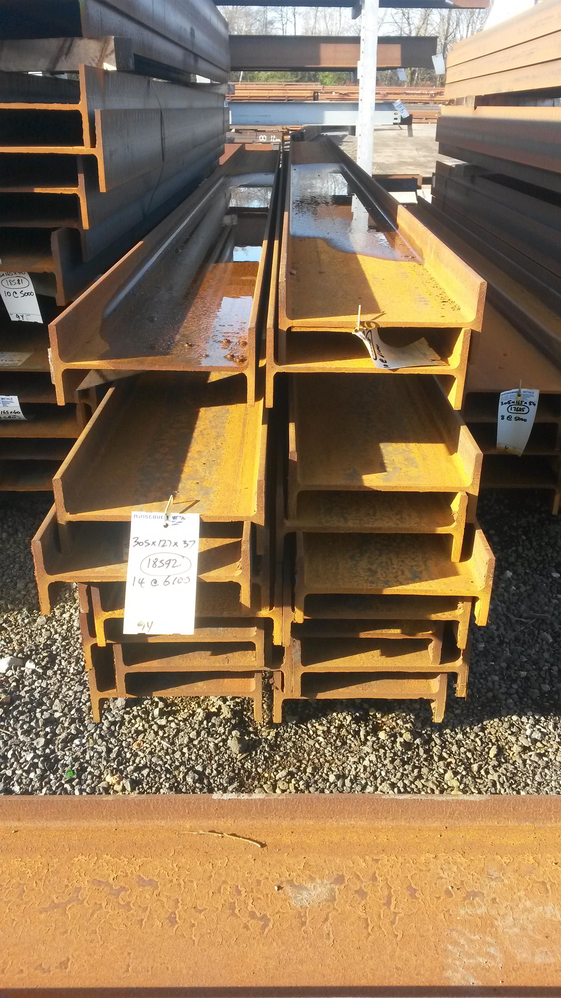 6.100mtr 305mm x 127mm x 37 kg/m steel beam / ub unused universal steel beam ub rsj