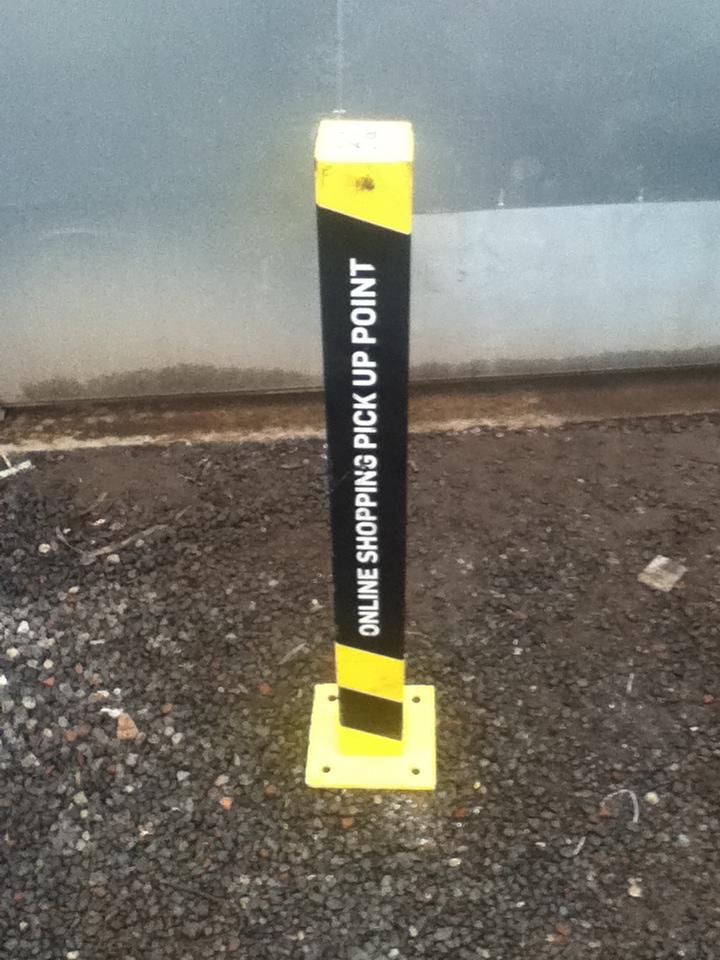 Used Safety Bollards Crash Barrier Posts Painted Black And Yellow 1